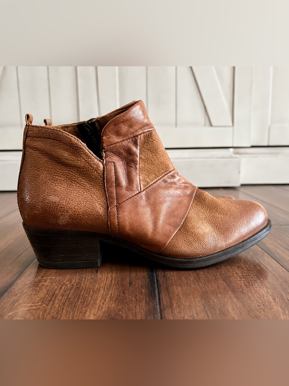 Miz Mooz Burlington Cognac Brown Leather Booties - Wide Width EU 38 US 8